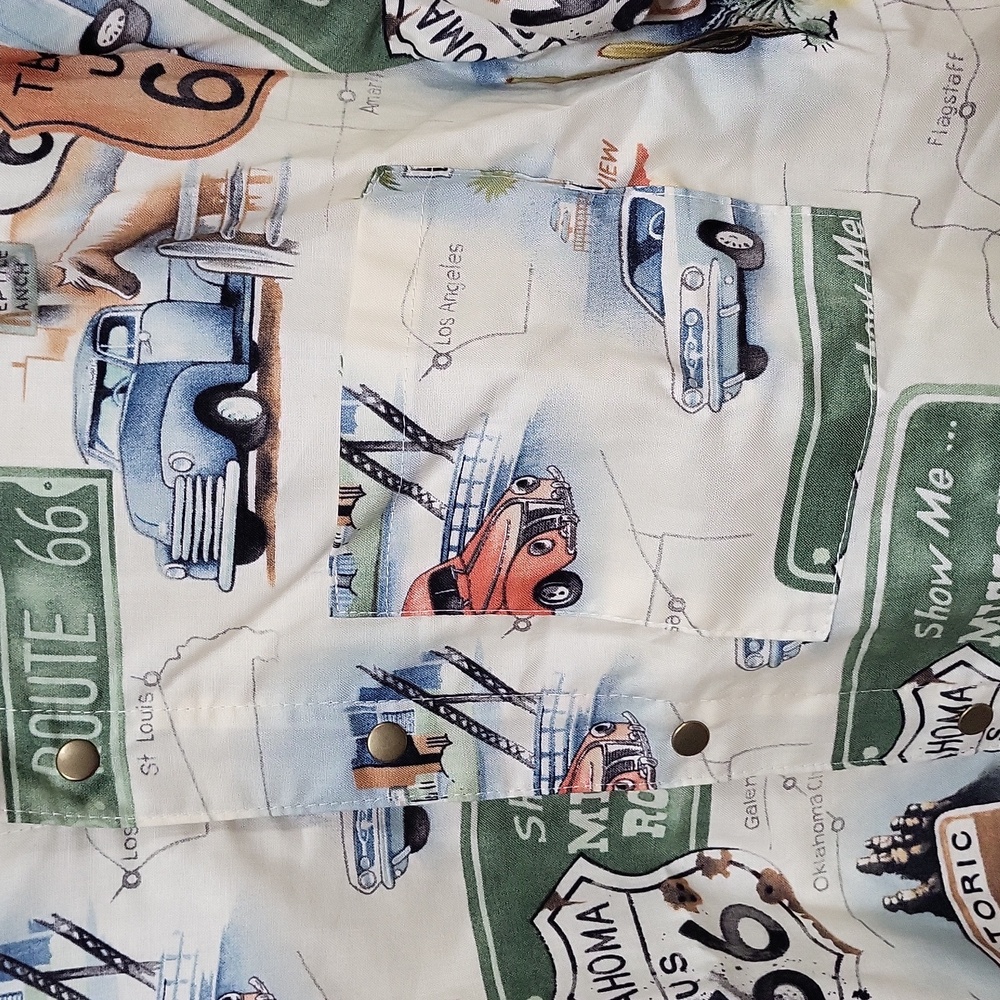Hemet Men's Small Route 66 Themed Short Sleeve Button Down Shirt - Picture 3 of 4